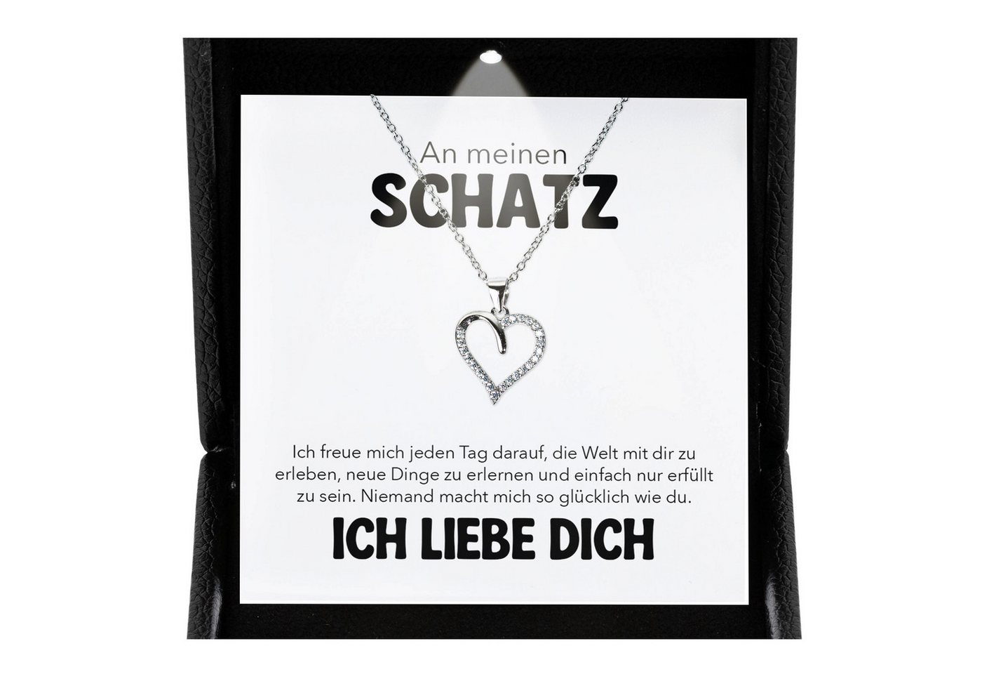 22Feels Schmuckset Frauen Ich Liebe Dich Geschenk Schatz Herz Halskette Damen Schmuck (inkl. Geschenktasche, Karte, Poliertuch, Beutel), Premium Licht Etui, Silber 925/000, Karte Made In Germany von 22Feels
