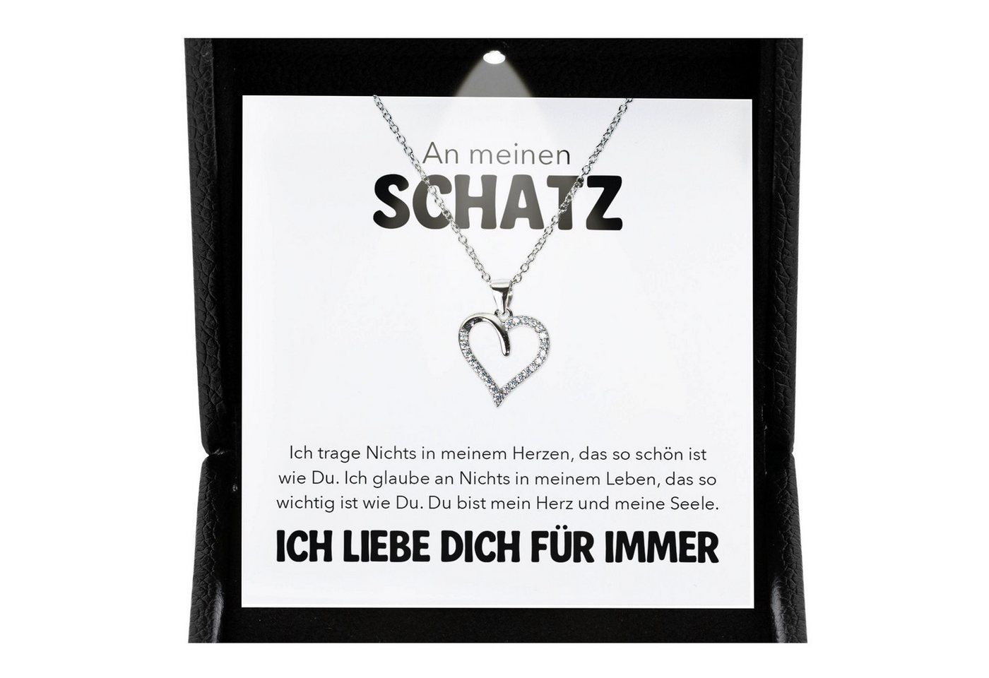 22Feels Schmuckset Frauen Ich Liebe Dich Geschenk Schatz Herz Halskette Damen Schmuck (inkl. Geschenktasche, Karte, Poliertuch, Beutel), Premium Licht Etui, Silber 925/000, Karte Made In Germany von 22Feels