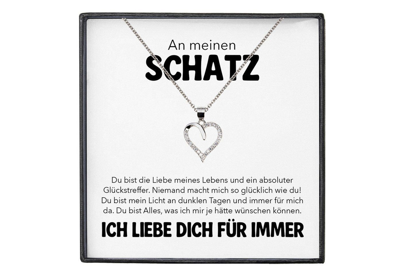 22Feels Schmuckset Frauen Ich Liebe Dich Geschenk Schatz Herz Halskette Damen Schmuck (inkl. Geschenktasche, Karte, Poliertuch, Beutel), Silber 925/000, Karte Made In Germany von 22Feels