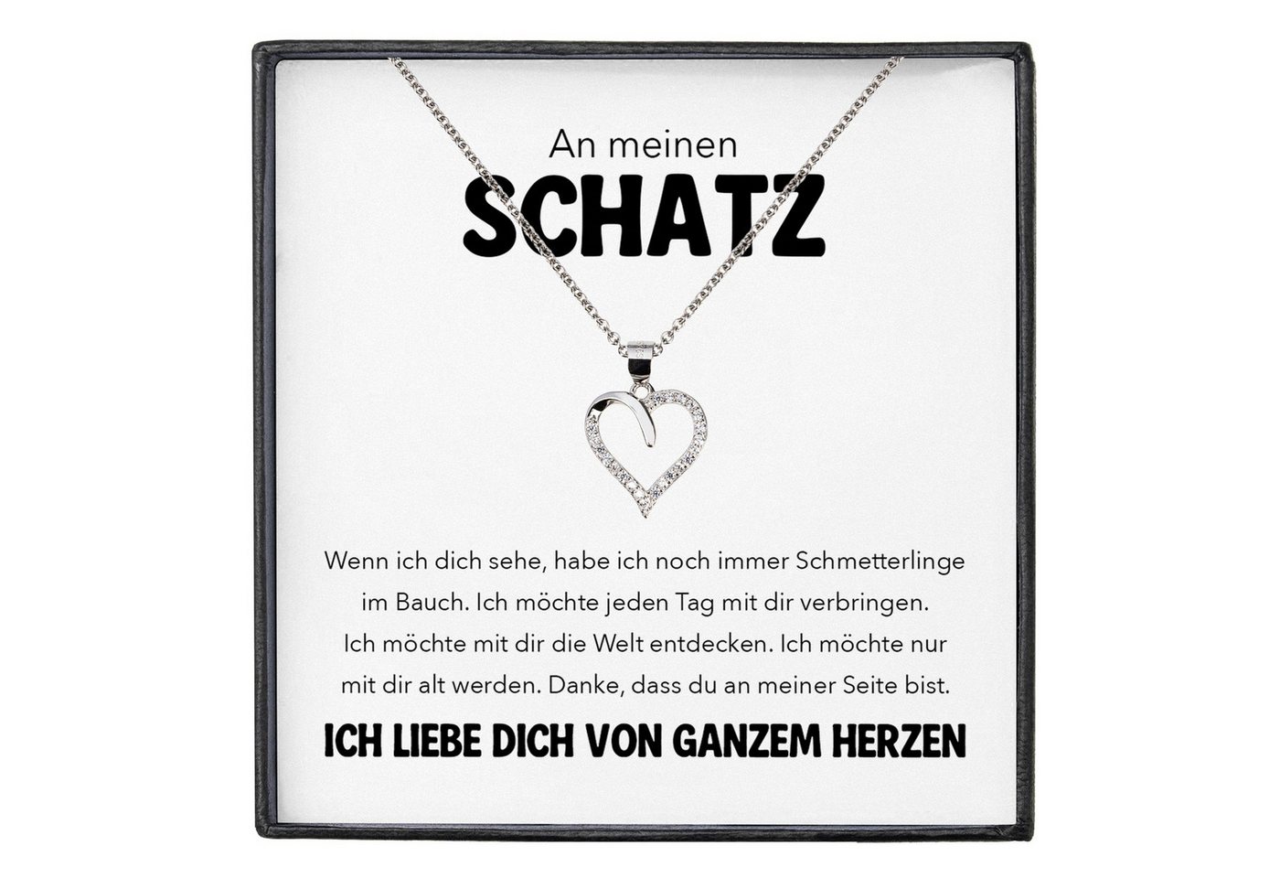 22Feels Schmuckset Frauen Ich Liebe Dich Geschenk Schatz Herz Halskette Damen Schmuck (inkl. Geschenktasche, Karte, Poliertuch, Beutel), Silber 925/000, Karte Made In Germany von 22Feels