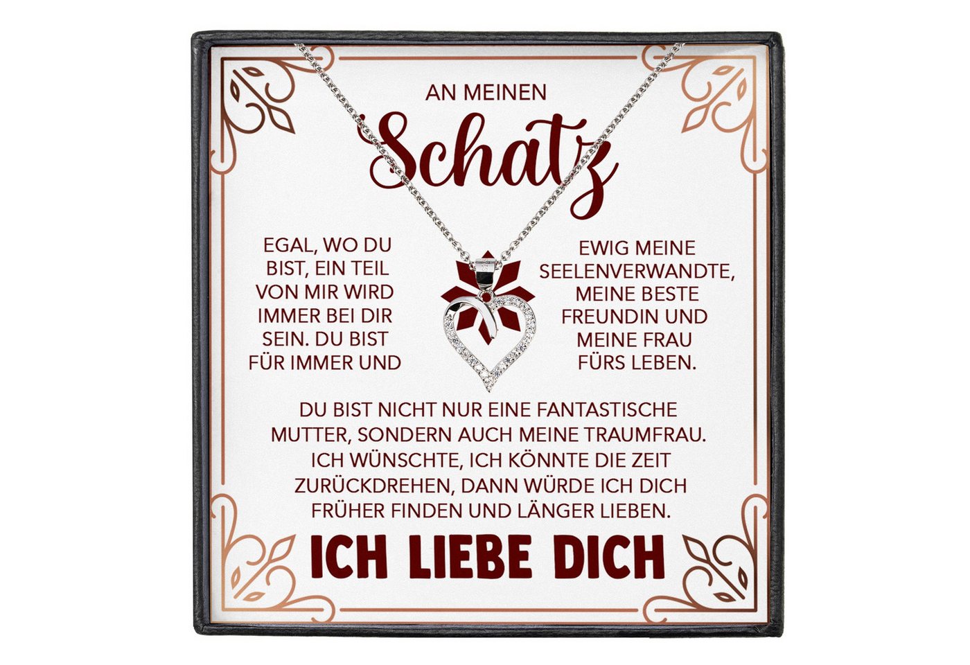 22Feels Schmuckset Frauen Ich Liebe Dich Geschenk Schatz Herz Halskette Damen Schmuck (inkl. Geschenktasche, Karte, Poliertuch, Beutel), Silber 925/000, Karte Made In Germany von 22Feels