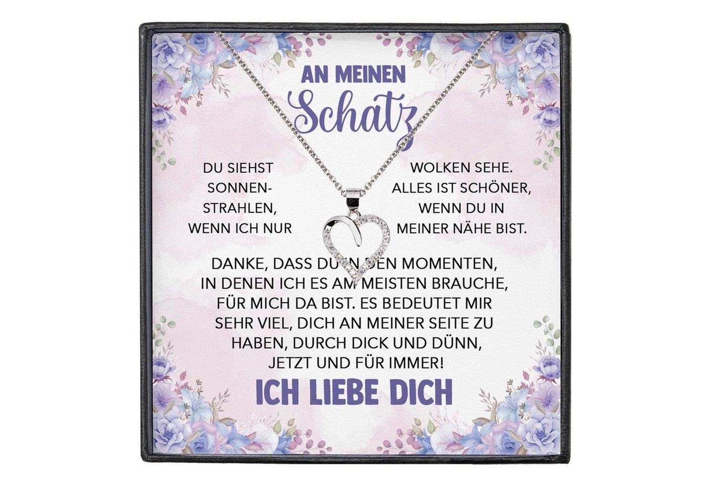 22Feels Schmuckset Frauen Ich Liebe Dich Geschenk Schatz Herz Halskette Damen Schmuck (inkl. Geschenktasche, Karte, Poliertuch, Beutel), Silber 925/000, Karte Made In Germany von 22Feels