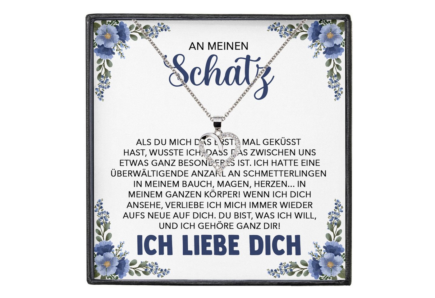 22Feels Schmuckset Frauen Ich Liebe Dich Geschenk Schatz Herz Halskette Damen Schmuck (inkl. Geschenktasche, Karte, Poliertuch, Beutel), Silber 925/000, Karte Made In Germany von 22Feels