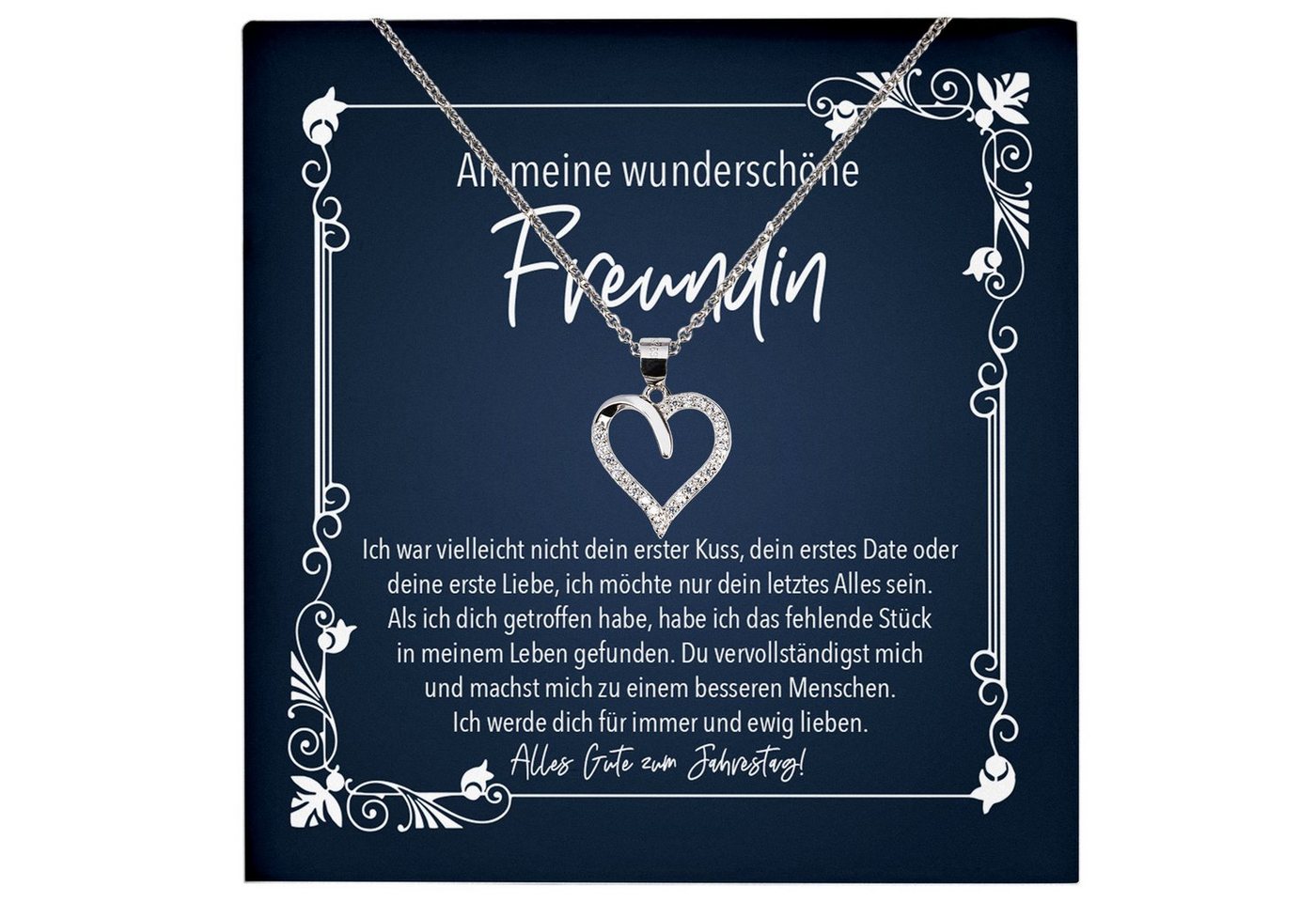 22Feels Schmuckset Freundin Geschenk Jahrestag Frauen Schmuck Valentinstag Halskette Herz, Echt-Silber 925/000, Karte Made In Germany von 22Feels