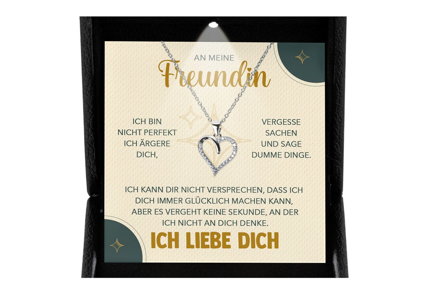 22Feels Schmuckset Freundin Jahrestag Geschenk Ich Liebe Dich Kette Valentinstag Frauen (inkl. Geschenktasche, Karte, Poliertuch, Beutel), Premium Licht Etui, Silber 925/000, Karte Made In Germany von 22Feels