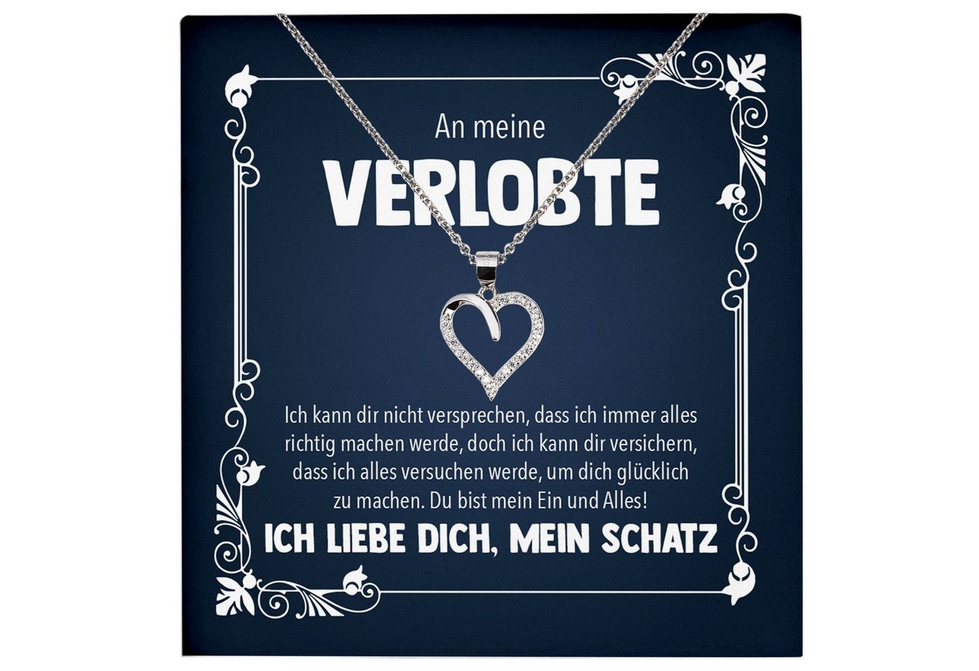 22Feels Schmuckset Frisch Verlobte Geschenk Frauen Schmuck Halskette Valentinstag Herz, Echt-Silber 925/000, Karte Made In Germany von 22Feels