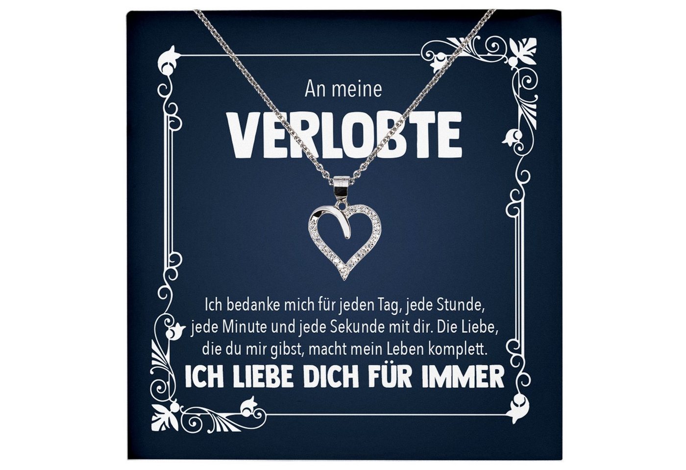 22Feels Schmuckset Frisch Verlobte Geschenk Frauen Schmuck Halskette Valentinstag Herz, Echt-Silber 925/000, Karte Made In Germany von 22Feels