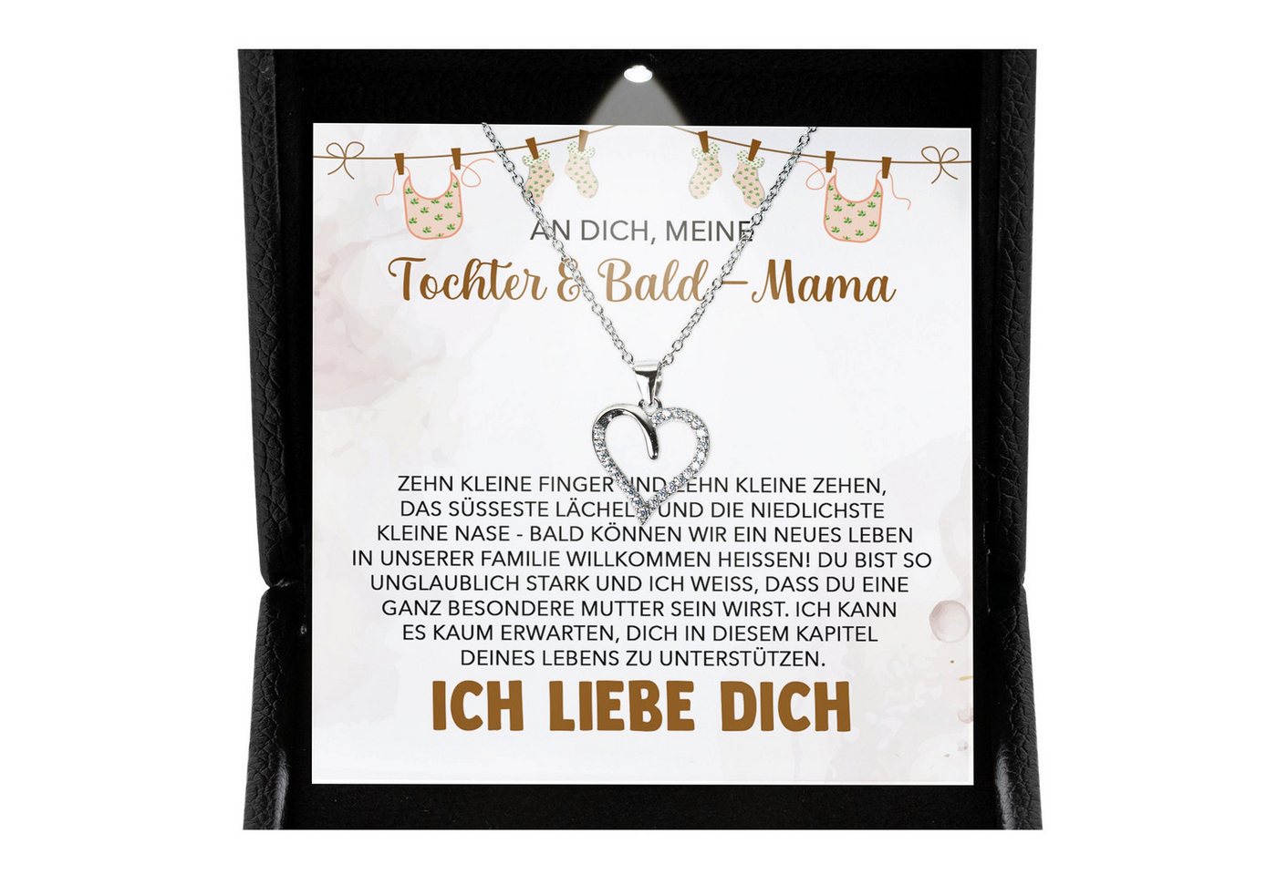 22Feels Schmuckset Geschenk für schwangere Tochter Babyparty Babyshower Mom To Be Werdend (inkl. Geschenktasche, Karte, Poliertuch, Beutel), Premium Licht Etui, Silber 925/000, Karte Made In Germany von 22Feels