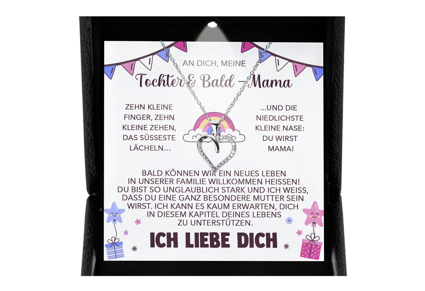 22Feels Schmuckset Geschenk für schwangere Tochter Babyparty Werdende Mama Mom To Be (inkl. Geschenktasche, Karte, Poliertuch, Beutel), Premium Licht Etui, Silber 925/000, Karte Made In Germany von 22Feels