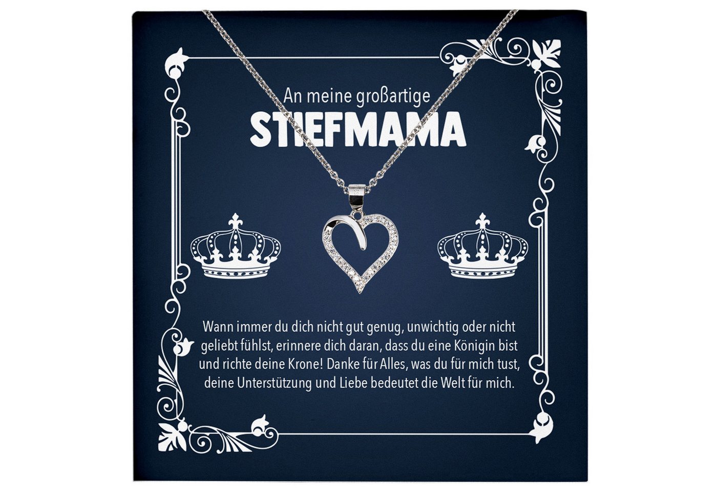 22Feels Schmuckset Großartige Stiefmama Geschenk Muttertag Stiefmutter Halskette Frauen (inkl. Geschenktasche, Karte, Poliertuch, Beutel), Echt-Silber 925/000, Karte Made In Germany von 22Feels