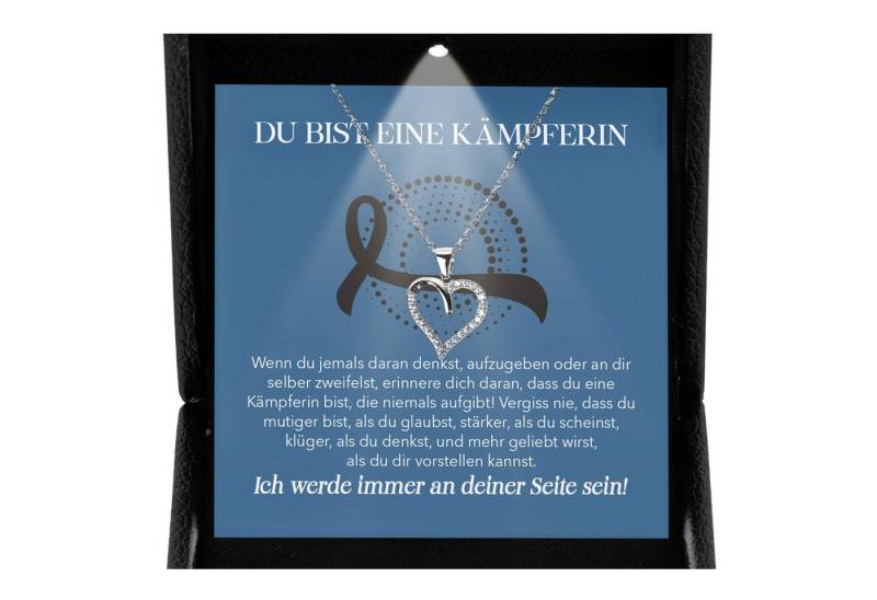 22Feels Schmuckset Hautkrebs Patientin Geschenk Therapie Herz Halskette (inkl. Geschenktasche, Karte, Poliertuch, Beutel), Premium Licht Etui, Silber 925/000, Karte Made In Germany von 22Feels