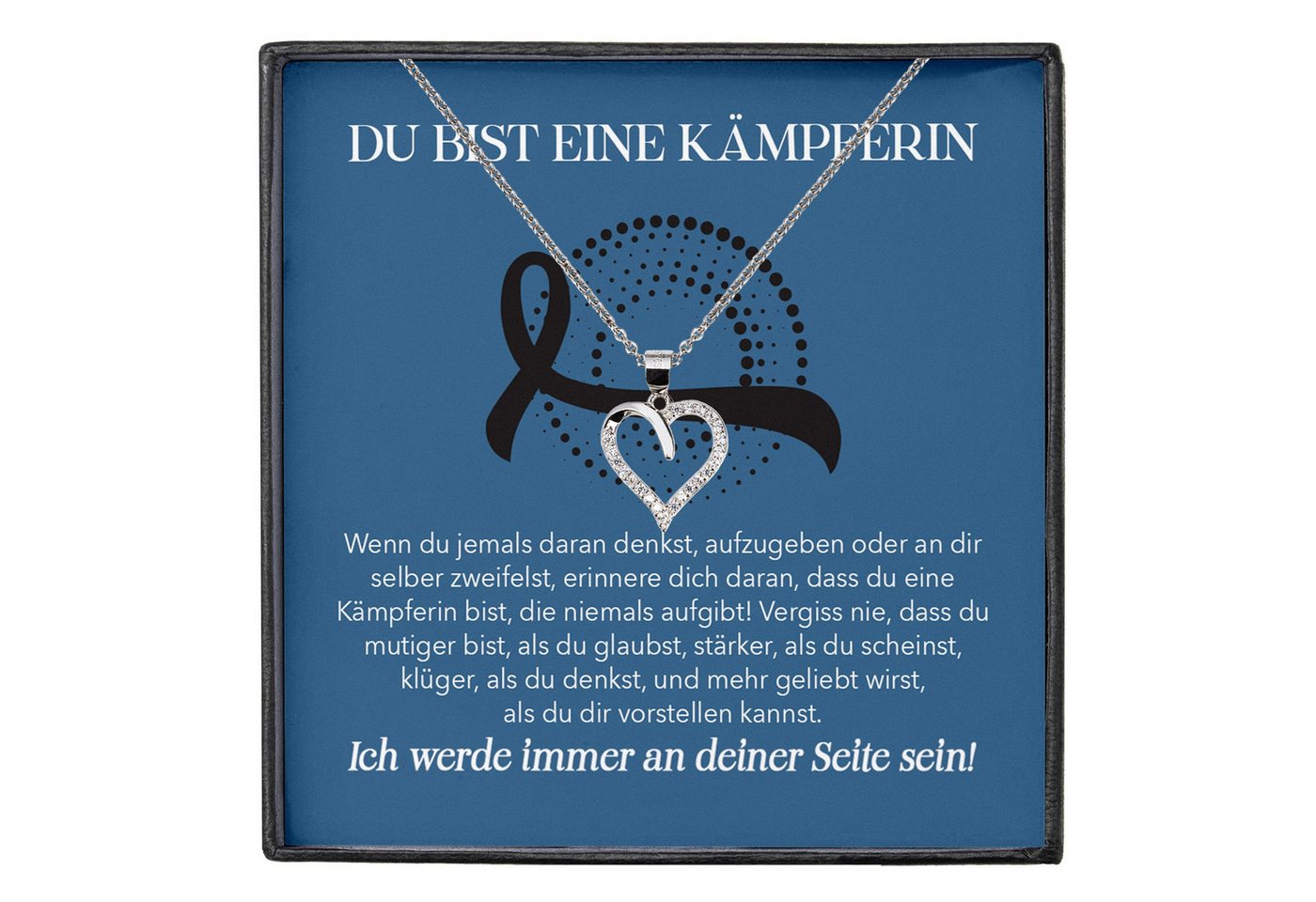 22Feels Schmuckset Hautkrebs Patientin Geschenk Therapie Herz Halskette (inkl. Geschenktasche, Karte, Poliertuch, Beutel), Silber 925/000, Karte Made In Germany von 22Feels