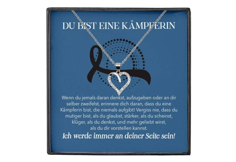 22Feels Schmuckset Hautkrebs Patientin Geschenk Therapie Herz Halskette (inkl. Geschenktasche, Karte, Poliertuch, Beutel), Silber 925/000, Karte Made In Germany von 22Feels