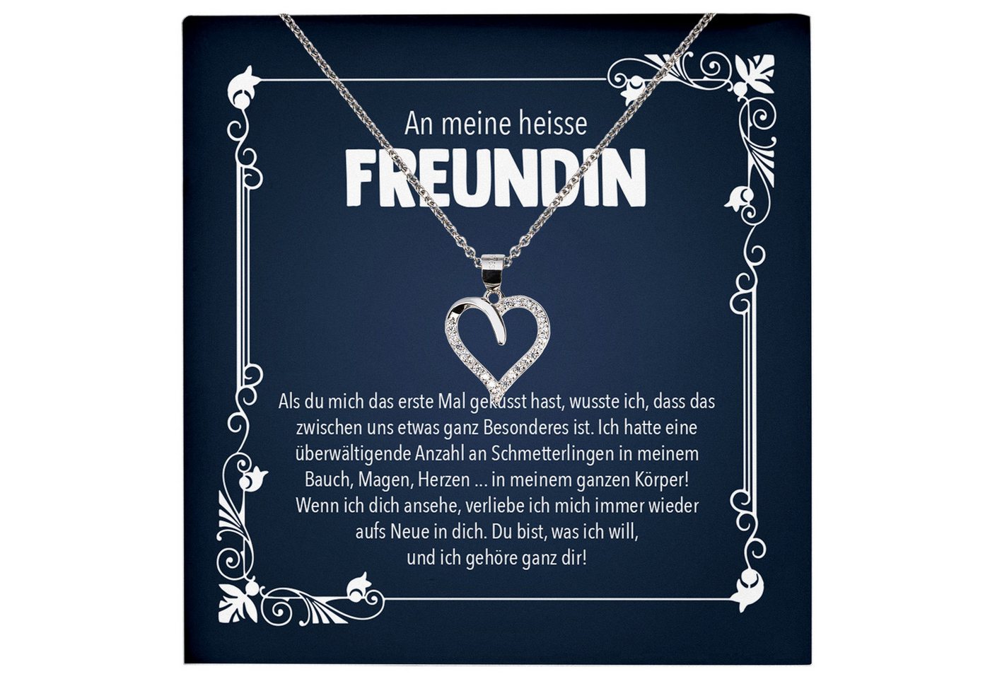 22Feels Schmuckset Heisse Freundin Geschenk Valentinstag Ich Liebe Dich Frauen Halskette (inkl. Geschenktasche, Karte, Poliertuch, Beutel), Echt-Silber 925/000, Karte Made In Germany von 22Feels