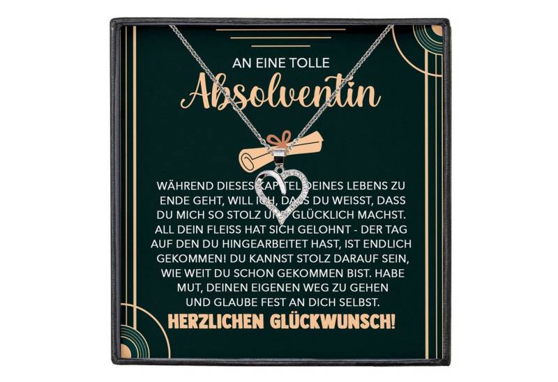 22Feels Schmuckset Hochschulabschluss Geschenk Frauen Studentin Universität Herz Kette (inkl. Geschenktasche, Karte, Poliertuch, Beutel), Silber 925/000, Karte Made In Germany von 22Feels