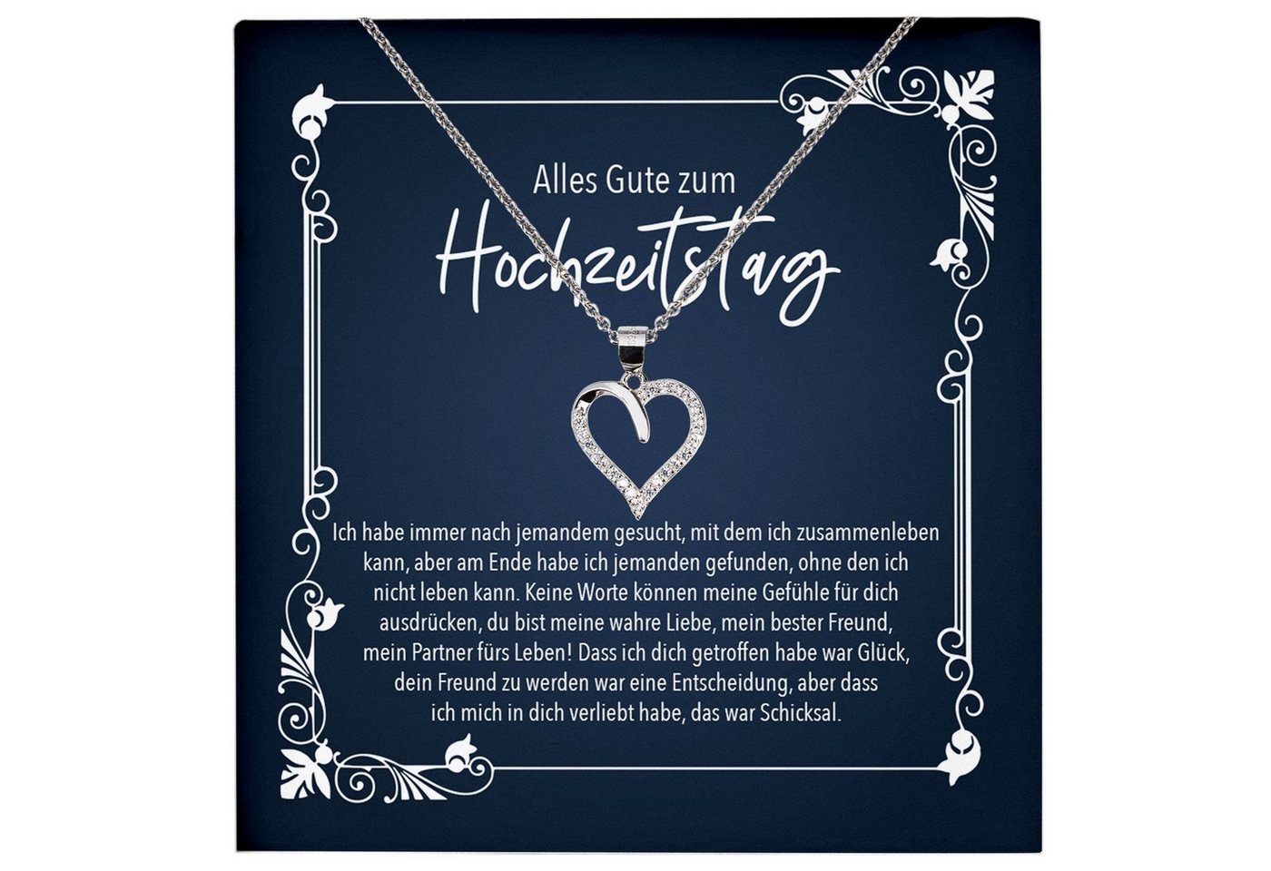 22Feels Schmuckset Hochzeitstag Geschenk Ehefrau Schmuck Valentinstag Halskette Geburtsta, Echt-Silber 925/000, Karte Made In Germany von 22Feels