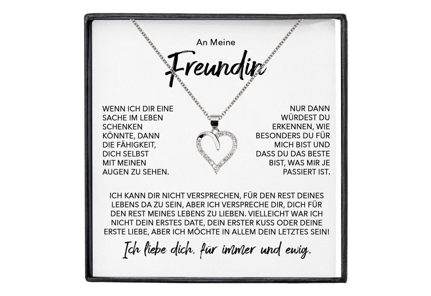 22Feels Schmuckset Ich Liebe Dich Geschenk Freundin Valentinstag Frauen Halskette Collier (inkl. Geschenktasche, Karte, Poliertuch, Beutel), Echt-Silber 925/000, Karte Made In Germany von 22Feels