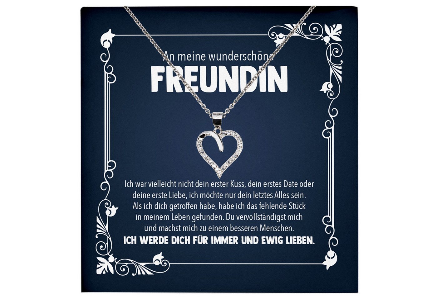 22Feels Schmuckset Ich Liebe Dich Geschenk Freundin Valentinstag Frauen Halskette Collier (inkl. Geschenktasche, Karte, Poliertuch, Beutel), Echt-Silber 925/000, Karte Made In Germany von 22Feels