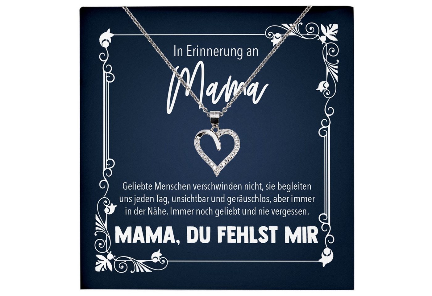 22Feels Schmuckset In Erinnerung An Mama Trauer Andenken Kondolenz Geschenk Halskette, Echt-Silber 925/000, Karte Made In Germany von 22Feels