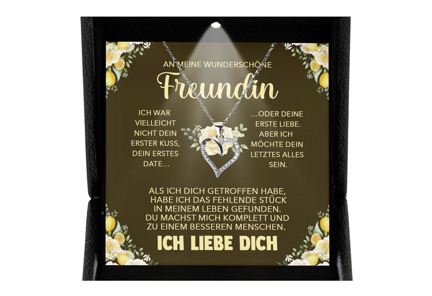 22Feels Schmuckset Jahrestag Geschenk Freundin Ich Liebe Dich Herz Halskette Frauen Damen (inkl. Geschenktasche, Karte, Poliertuch, Beutel), Premium Licht Etui, Silber 925/000, Karte Made In Germany von 22Feels
