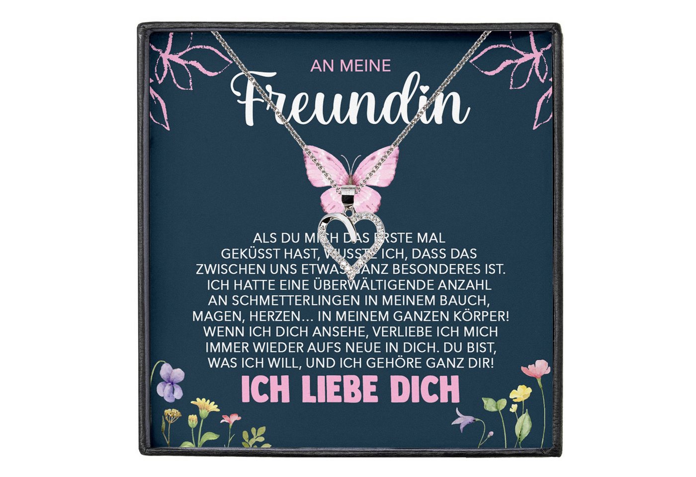 22Feels Schmuckset Jahrestag Geschenk Freundin Ich Liebe Dich Herz Halskette Frauen Damen (inkl. Geschenktasche, Karte, Poliertuch, Beutel), Silber 925/000, Karte Made In Germany von 22Feels