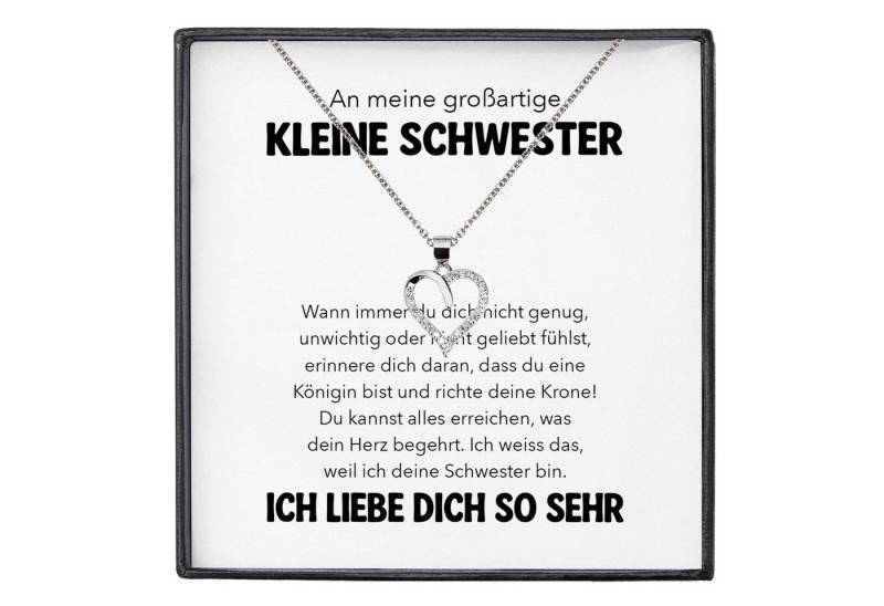 22Feels Schmuckset Kleine Schwester Geschenk Frauen und Mädchen Schmuck Herz Halskette (inkl. Geschenktasche, Karte, Poliertuch, Beutel), Silber 925/000, Karte Made In Germany von 22Feels