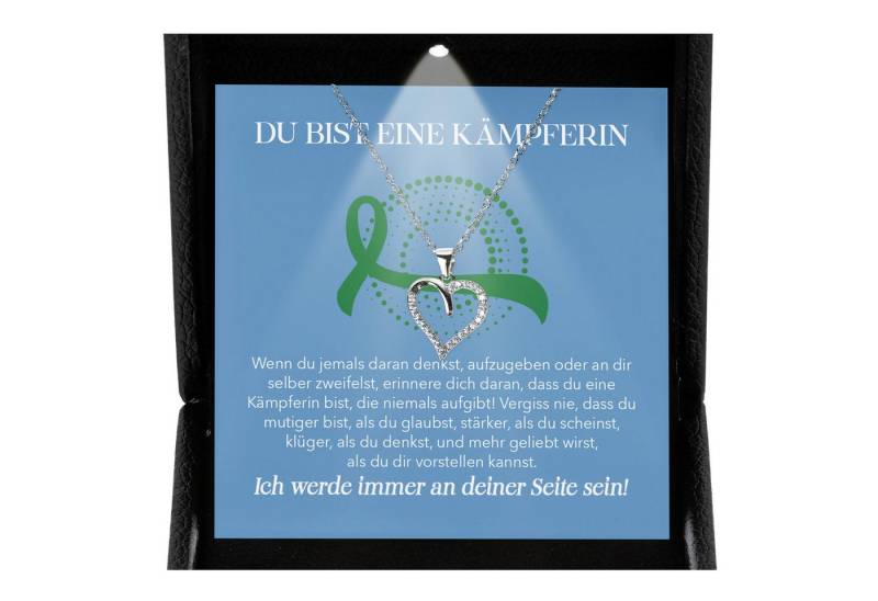 22Feels Schmuckset Leberkrebs Patientin Geschenk Therapie Herz Halskette (inkl. Geschenktasche, Karte, Poliertuch, Beutel), Premium Licht Etui, Silber 925/000, Karte Made In Germany von 22Feels
