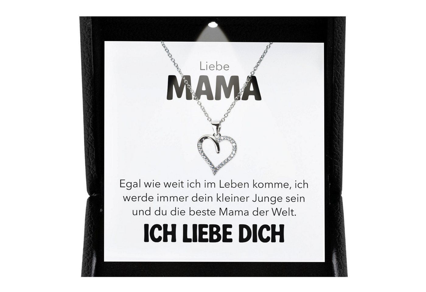 22Feels Schmuckset Liebe Mama Geschenk Frauen Herz Halskette Muttertag Damen Schmuck (inkl. Geschenktasche, Karte, Poliertuch, Beutel), Premium Licht Etui, Silber 925/000, Karte Made In Germany von 22Feels