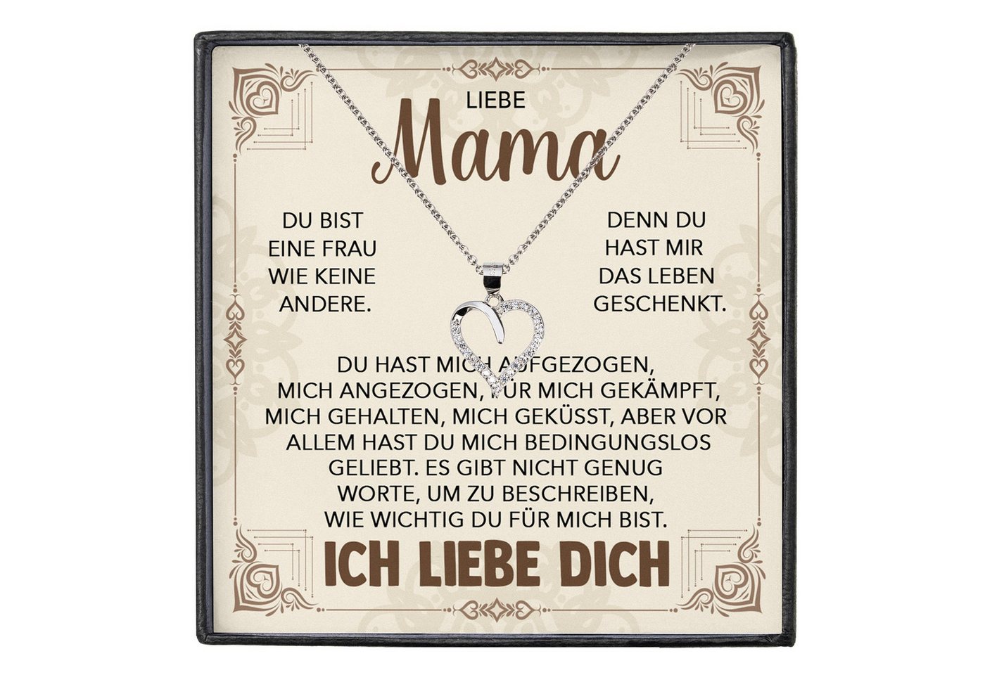 22Feels Schmuckset Liebe Mama Geschenk Frauen Herz Halskette Muttertag Damen Schmuck (inkl. Geschenktasche, Karte, Poliertuch, Beutel), Silber 925/000, Karte Made In Germany von 22Feels
