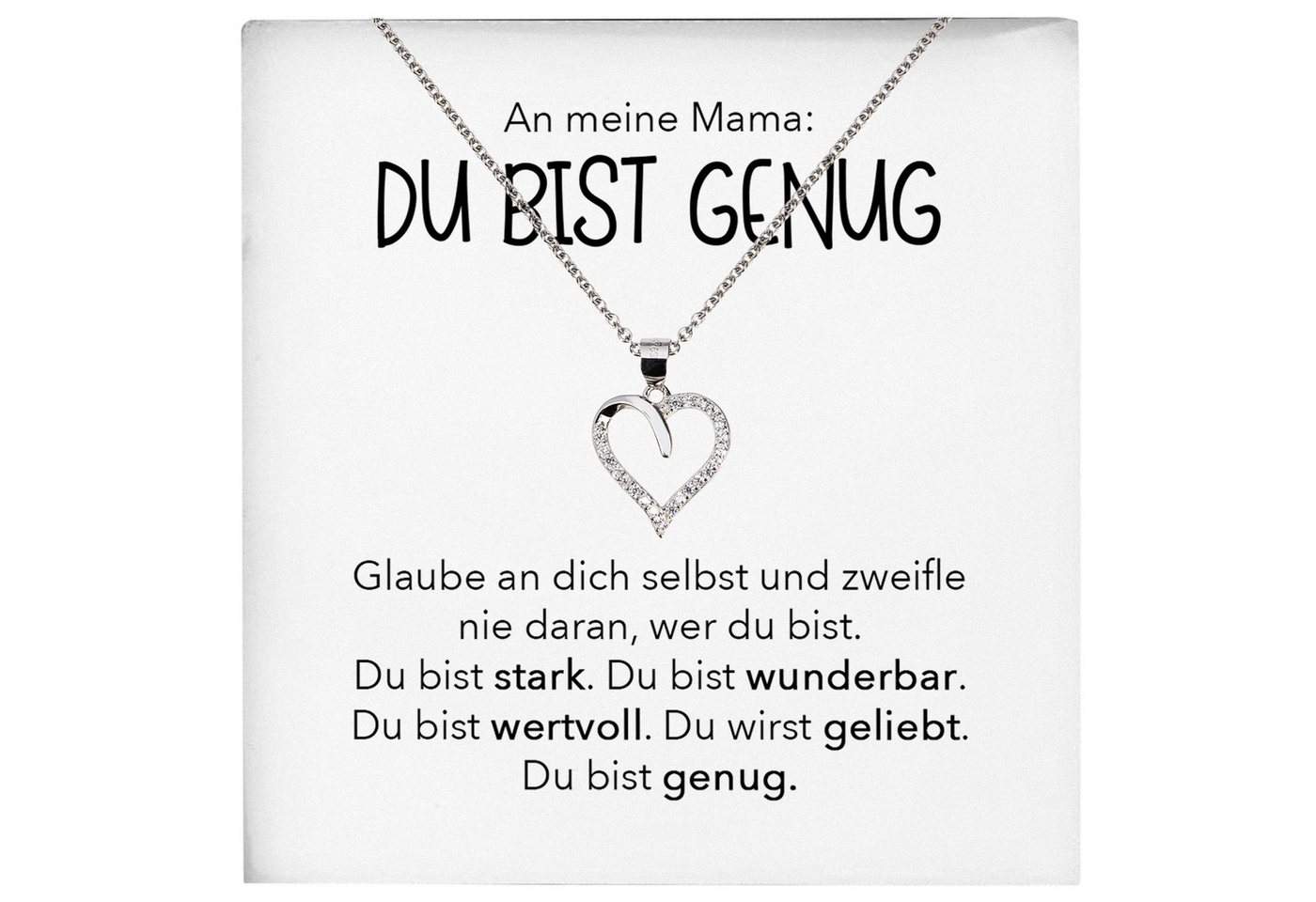 22Feels Schmuckset Liebe Mama Geschenk Muttertag Frauen Halskette Damen Herz Collier (inkl. Geschenktasche, Karte, Poliertuch, Beutel), Echt-Silber 925/000, Karte Made In Germany von 22Feels