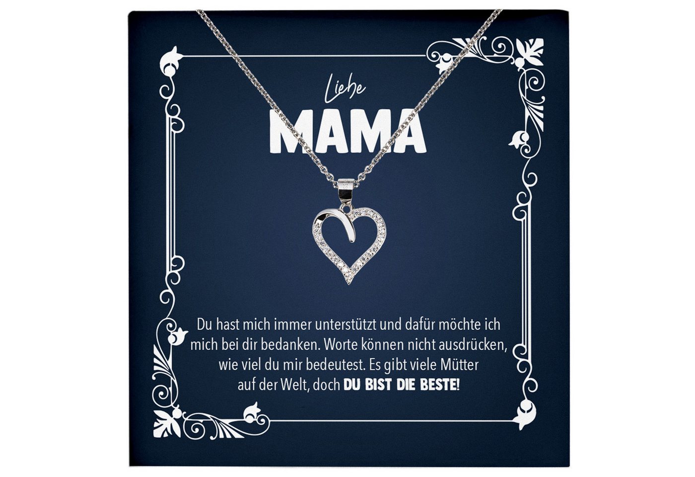 22Feels Schmuckset Liebe Mama Geschenk Muttertag Frauen Halskette Damen Herz Collier (inkl. Geschenktasche, Karte, Poliertuch, Beutel), Echt-Silber 925/000, Karte Made In Germany von 22Feels