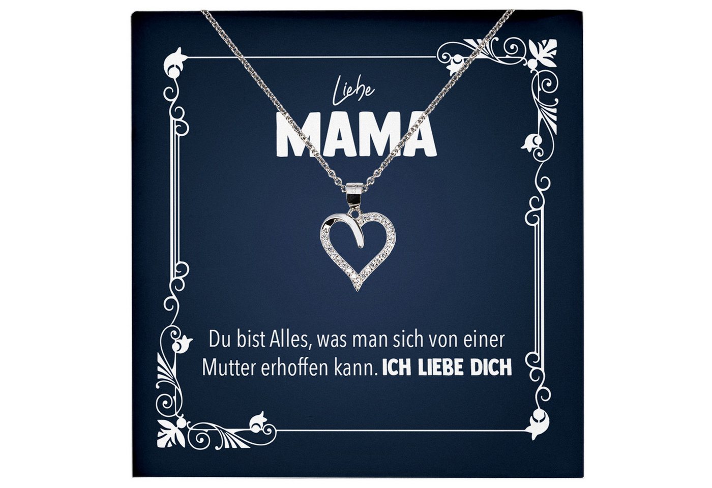 22Feels Schmuckset Liebe Mama Geschenk Muttertag Frauen Halskette Damen Herz Collier (inkl. Geschenktasche, Karte, Poliertuch, Beutel), Echt-Silber 925/000, Karte Made In Germany von 22Feels