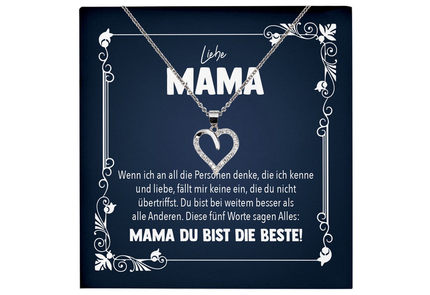 22Feels Schmuckset Liebe Mama Geschenk Muttertag Frauen Halskette Damen Herz Collier (inkl. Geschenktasche, Karte, Poliertuch, Beutel), Echt-Silber 925/000, Karte Made In Germany von 22Feels