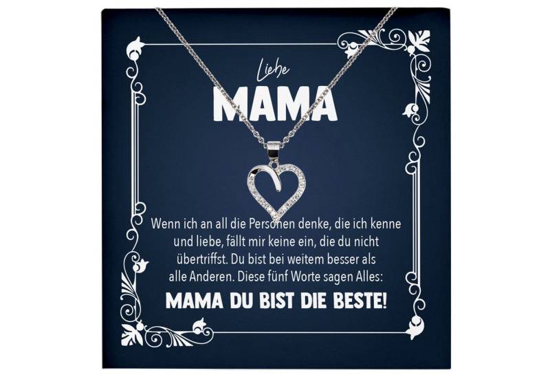 22Feels Schmuckset Liebe Mama Geschenk Muttertag Frauen Halskette Damen Herz Collier (inkl. Geschenktasche, Karte, Poliertuch, Beutel), Echt-Silber 925/000, Karte Made In Germany von 22Feels