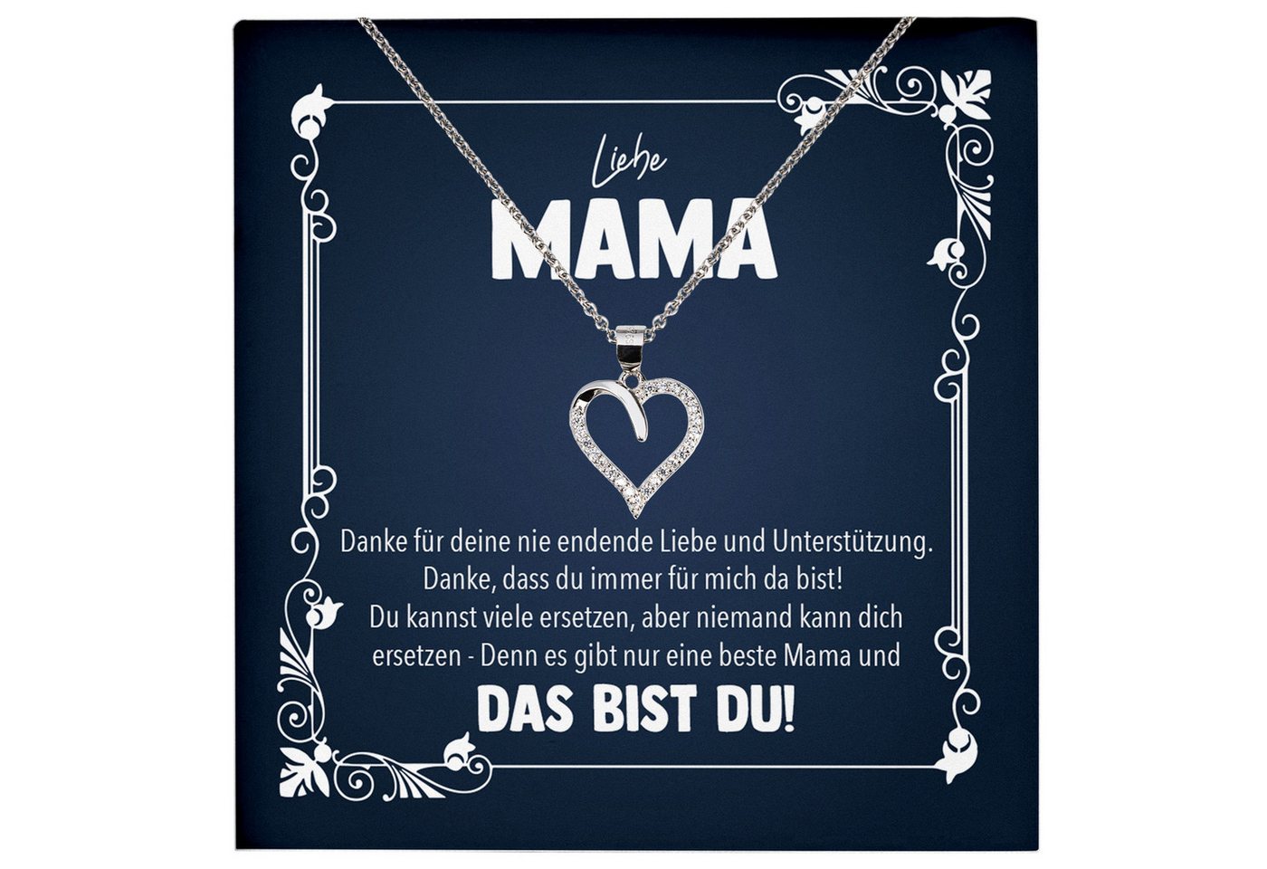 22Feels Schmuckset Liebe Mama Geschenk Muttertag Frauen Halskette Damen Herz Collier (inkl. Geschenktasche, Karte, Poliertuch, Beutel), Echt-Silber 925/000, Karte Made In Germany von 22Feels