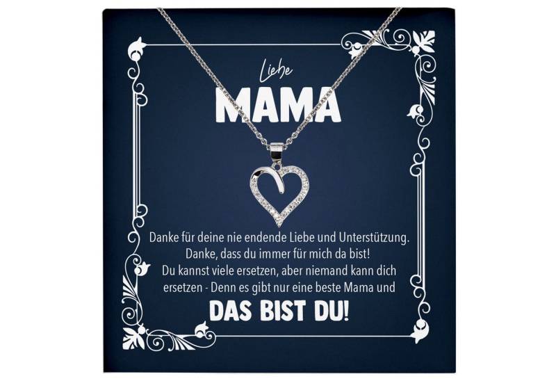 22Feels Schmuckset Liebe Mama Geschenk Muttertag Frauen Halskette Damen Herz Collier (inkl. Geschenktasche, Karte, Poliertuch, Beutel), Echt-Silber 925/000, Karte Made In Germany von 22Feels