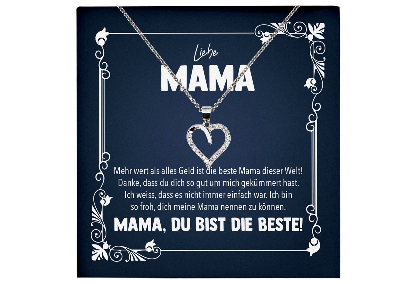 22Feels Schmuckset Liebe Mama Geschenk Muttertag Frauen Halskette Damen Herz Collier (inkl. Geschenktasche, Karte, Poliertuch, Beutel), Echt-Silber 925/000, Karte Made In Germany von 22Feels