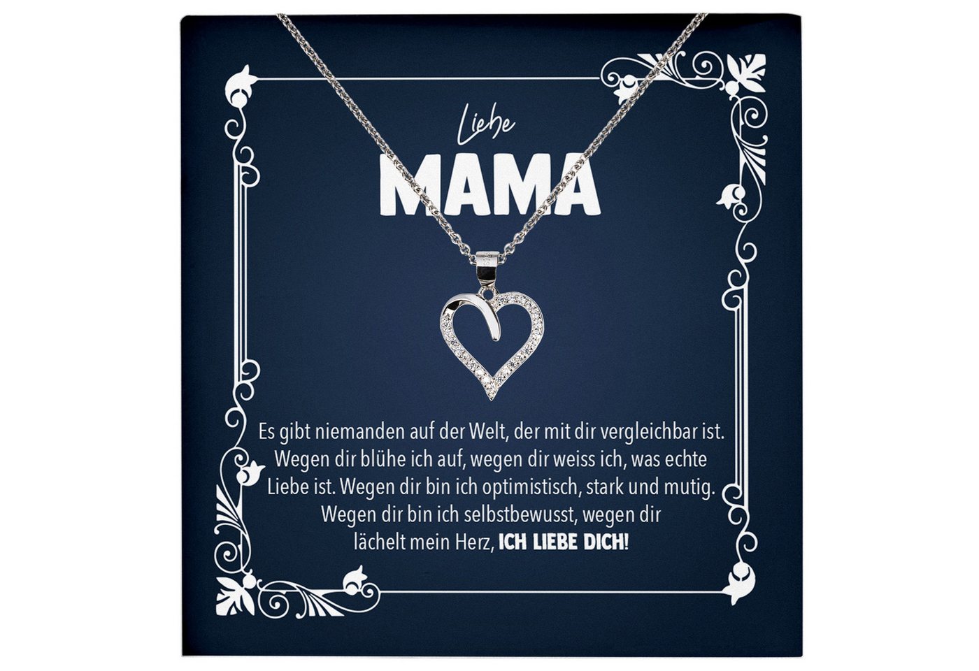 22Feels Schmuckset Liebe Mama Geschenk Muttertag Frauen Halskette Damen Herz Collier (inkl. Geschenktasche, Karte, Poliertuch, Beutel), Echt-Silber 925/000, Karte Made In Germany von 22Feels