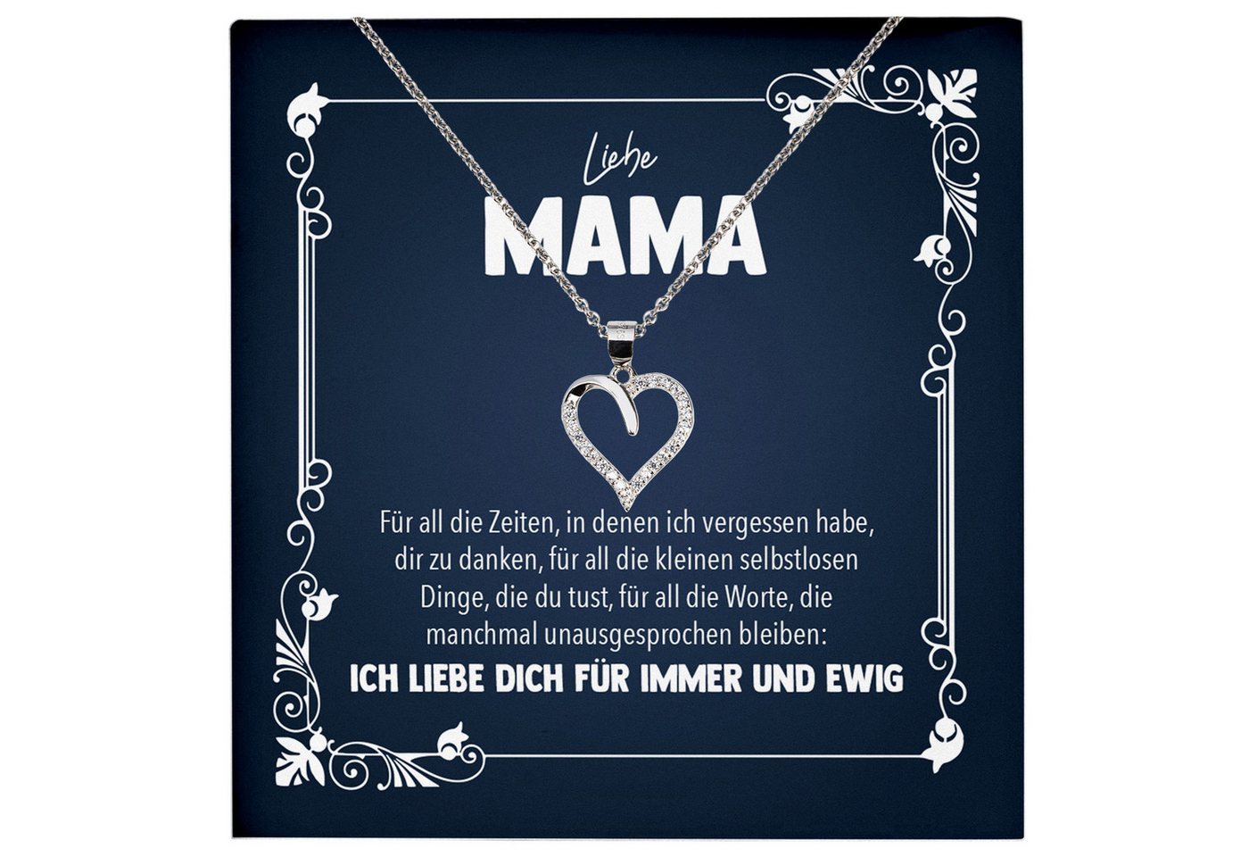 22Feels Schmuckset Liebe Mama Geschenk Muttertag Frauen Halskette Damen Herz Collier (inkl. Geschenktasche, Karte, Poliertuch, Beutel), Echt-Silber 925/000, Karte Made In Germany von 22Feels