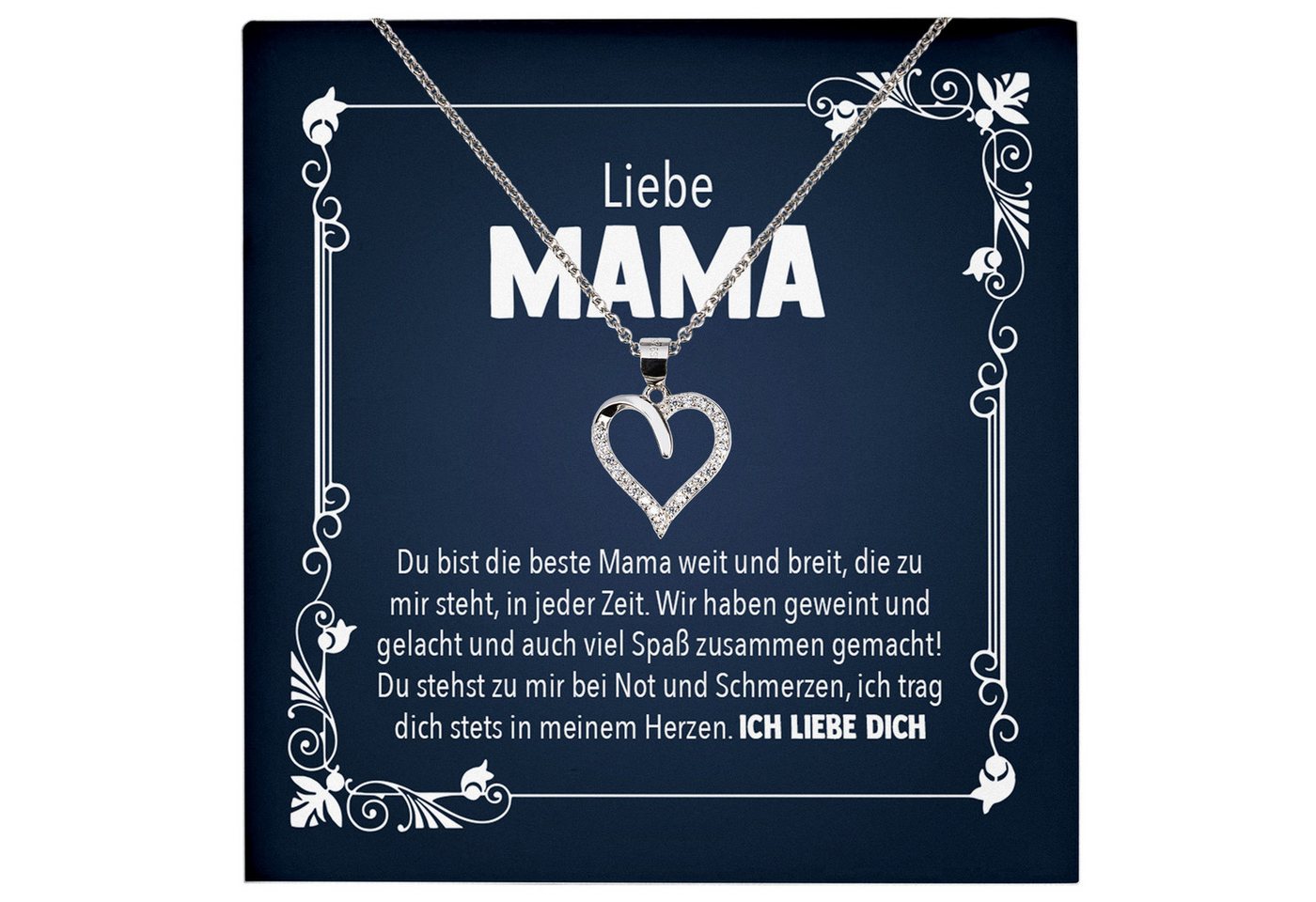 22Feels Schmuckset Liebe Mama Geschenk Muttertag Frauen Halskette Damen Herz Collier (inkl. Geschenktasche, Karte, Poliertuch, Beutel), Echt-Silber 925/000, Karte Made In Germany von 22Feels