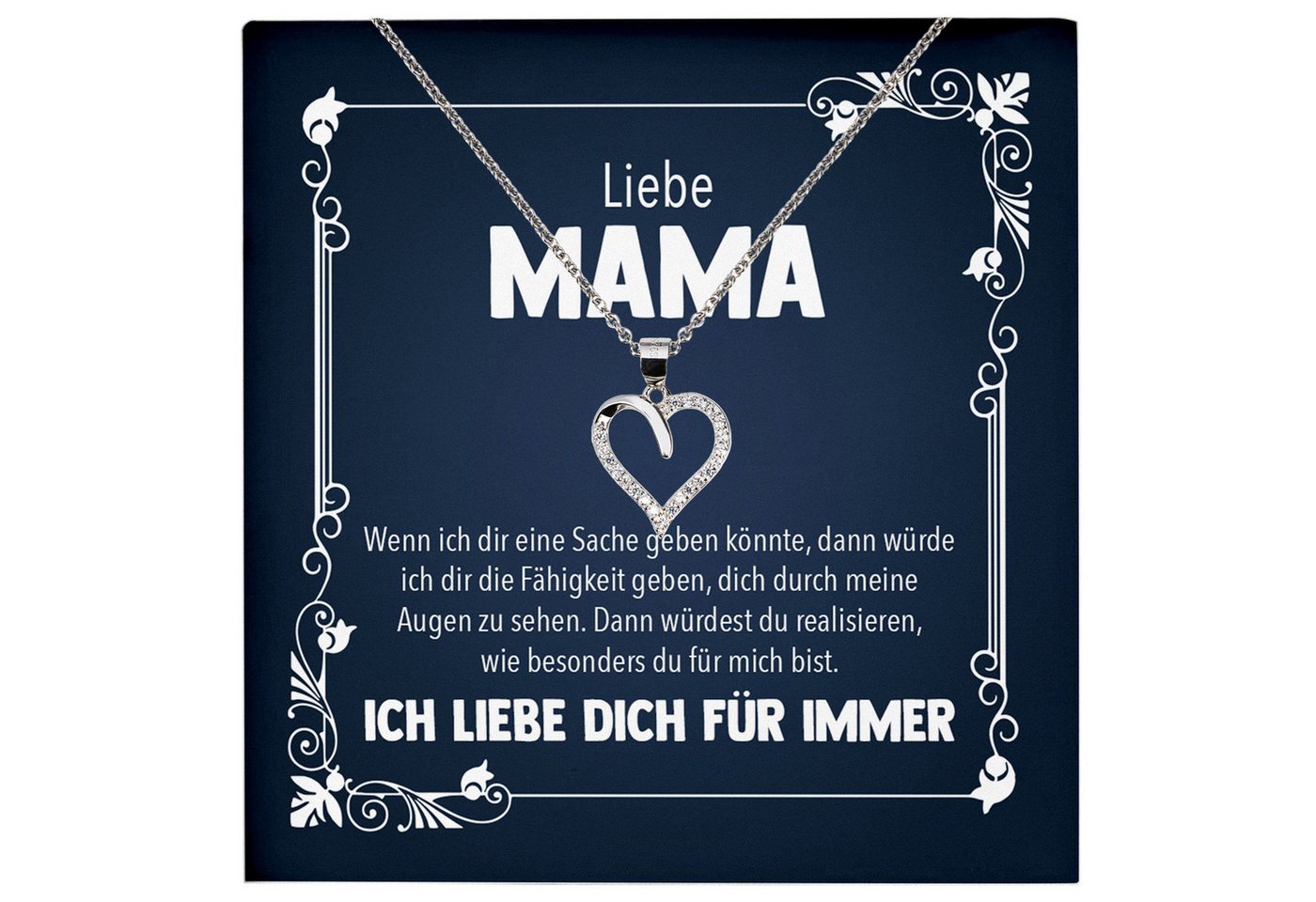 22Feels Schmuckset Liebe Mama Geschenk Muttertag Frauen Halskette Damen Herz Collier (inkl. Geschenktasche, Karte, Poliertuch, Beutel), Echt-Silber 925/000, Karte Made In Germany von 22Feels