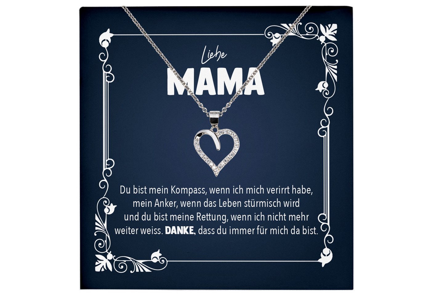 22Feels Schmuckset Liebe Mama Geschenk Muttertag Frauen Halskette Damen Herz Collier (inkl. Geschenktasche, Karte, Poliertuch, Beutel), Echt-Silber 925/000, Karte Made In Germany von 22Feels