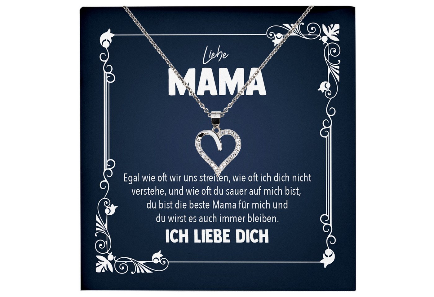 22Feels Schmuckset Liebe Mama Geschenk Muttertag Frauen Halskette Damen Herz Collier (inkl. Geschenktasche, Karte, Poliertuch, Beutel), Echt-Silber 925/000, Karte Made In Germany von 22Feels
