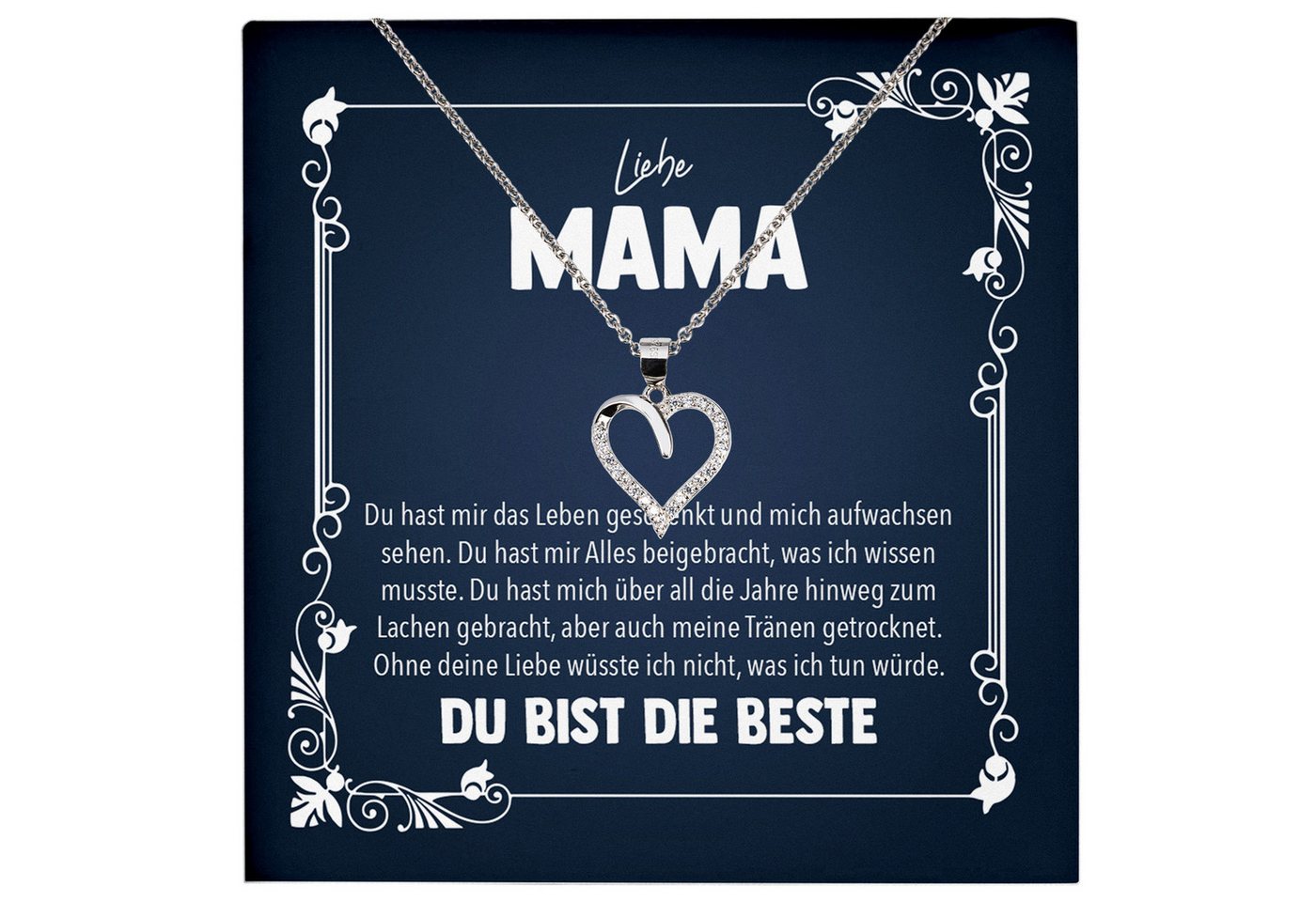 22Feels Schmuckset Liebe Mama Geschenk Muttertag Frauen Halskette Damen Herz Collier (inkl. Geschenktasche, Karte, Poliertuch, Beutel), Echt-Silber 925/000, Karte Made In Germany von 22Feels