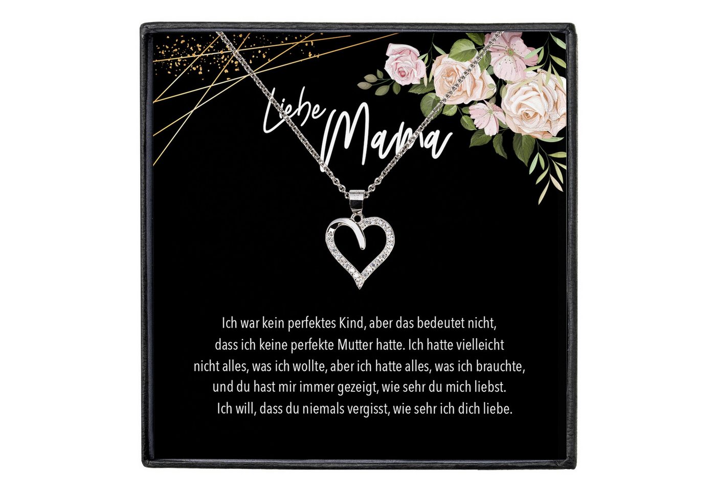 22Feels Schmuckset Liebe Mama Geschenk Muttertag Frauen Halskette Damen Herz Collier (inkl. Geschenktasche, Karte, Poliertuch, Beutel), Echt-Silber 925/000, Karte Made In Germany von 22Feels