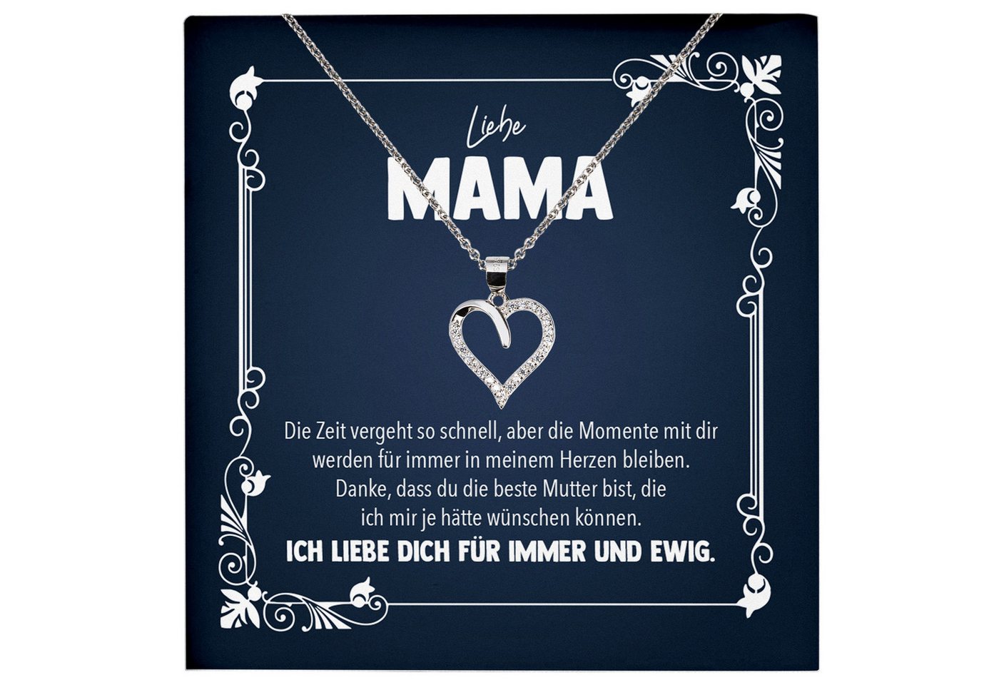 22Feels Schmuckset Liebe Mama Geschenk Muttertag Frauen Halskette Damen Herz Collier (inkl. Geschenktasche, Karte, Poliertuch, Beutel), Echt-Silber 925/000, Karte Made In Germany von 22Feels