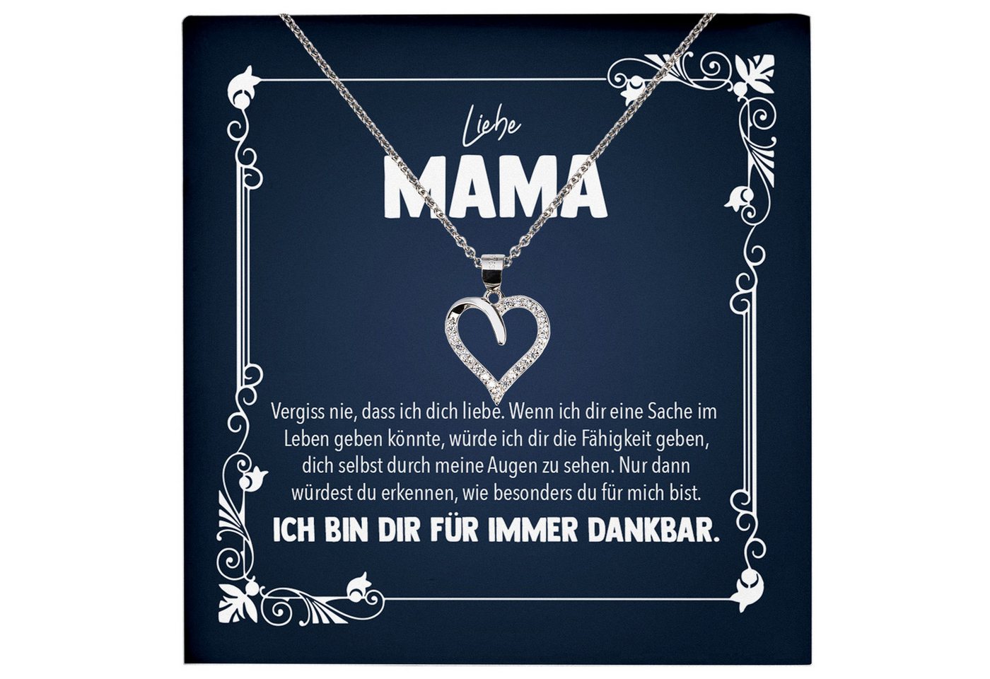 22Feels Schmuckset Liebe Mama Geschenk Muttertag Frauen Halskette Damen Herz Collier (inkl. Geschenktasche, Karte, Poliertuch, Beutel), Echt-Silber 925/000, Karte Made In Germany von 22Feels