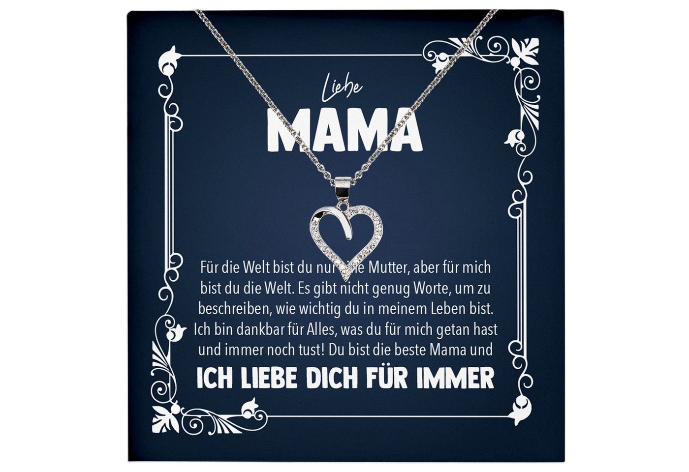 22Feels Schmuckset Liebe Mama Geschenk Muttertag Frauen Halskette Damen Herz Collier (inkl. Geschenktasche, Karte, Poliertuch, Beutel), Echt-Silber 925/000, Karte Made In Germany von 22Feels
