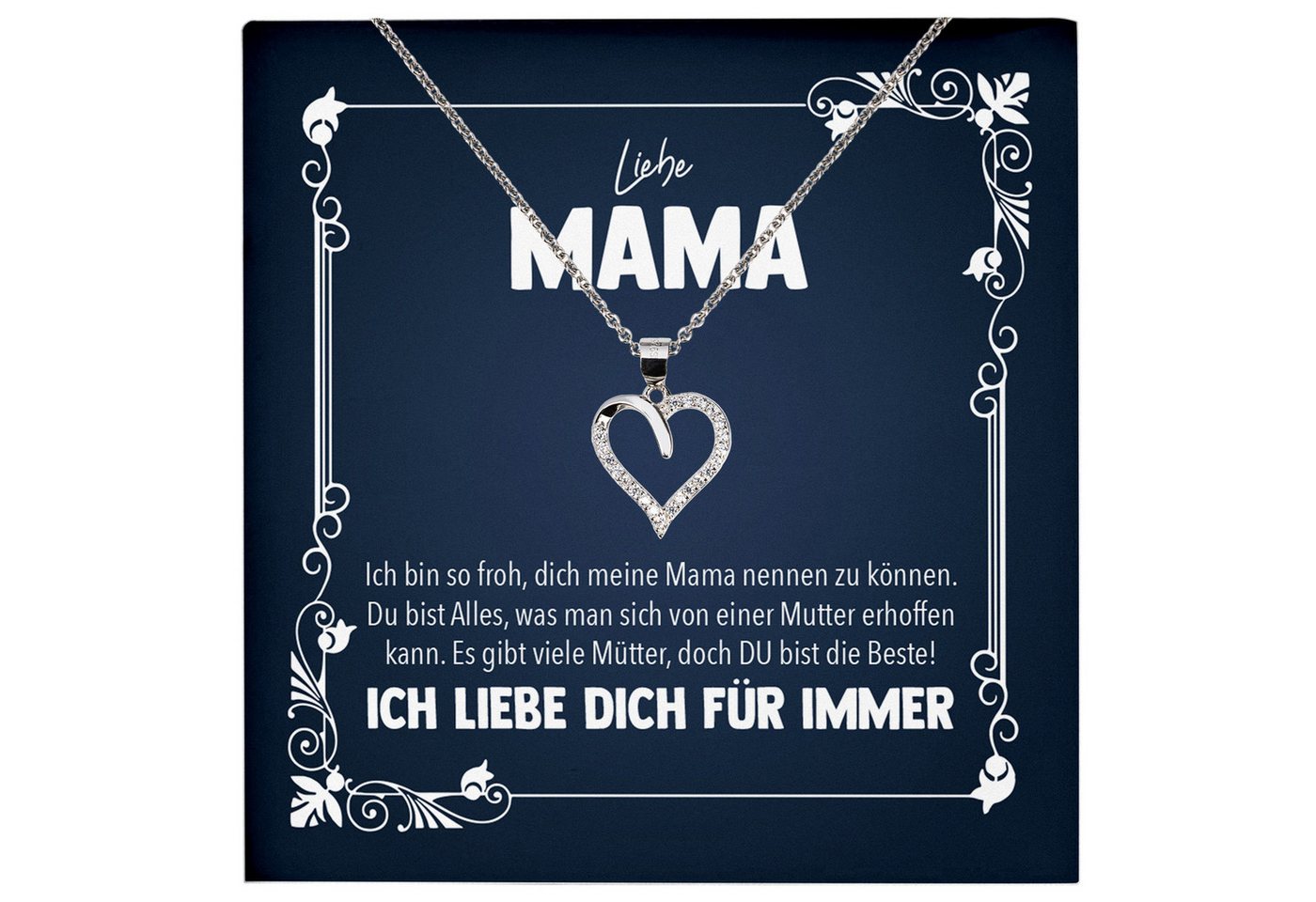22Feels Schmuckset Liebe Mama Geschenk Muttertag Frauen Halskette Damen Herz Collier (inkl. Geschenktasche, Karte, Poliertuch, Beutel), Echt-Silber 925/000, Karte Made In Germany von 22Feels