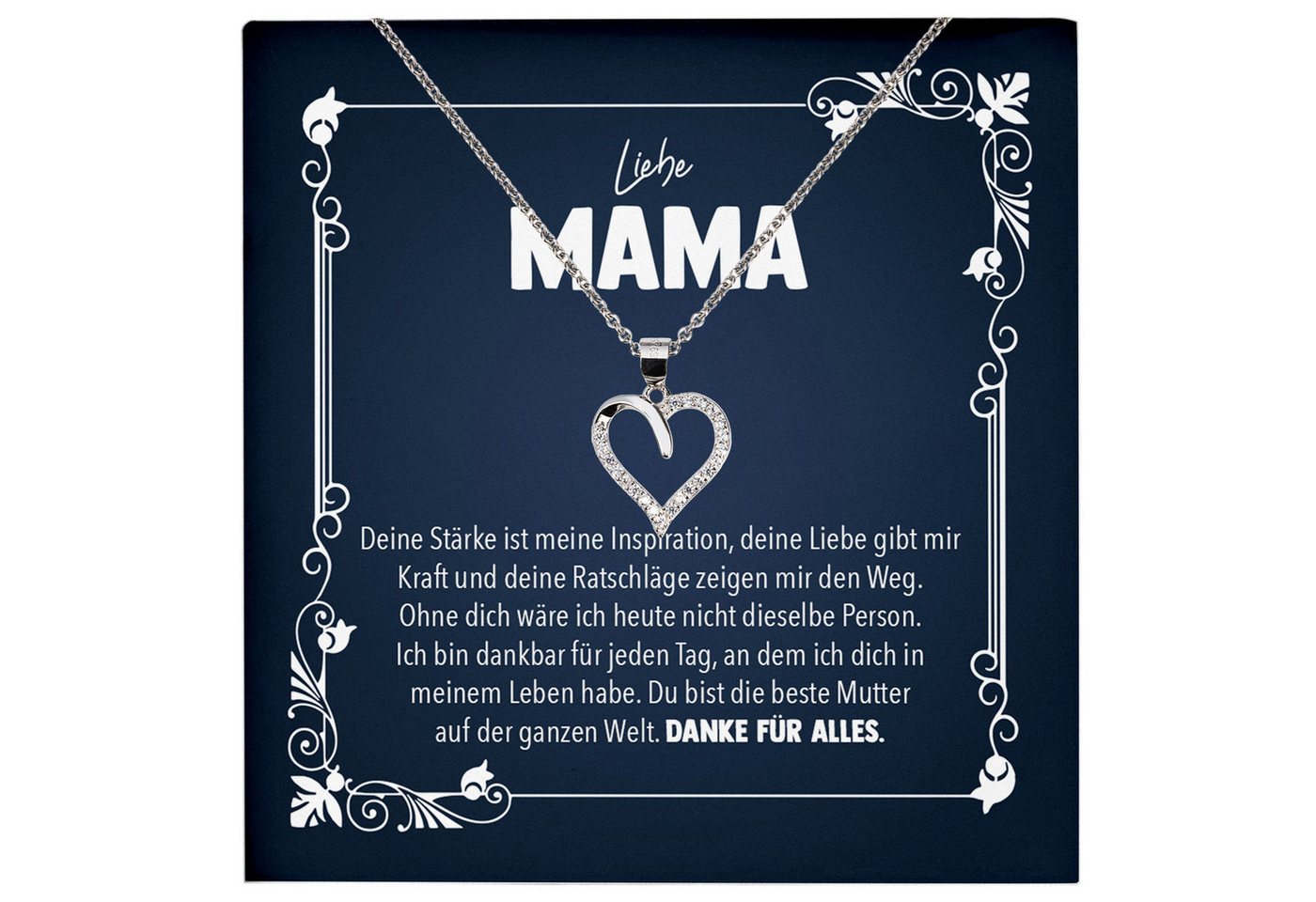 22Feels Schmuckset Liebe Mama Geschenk Muttertag Frauen Halskette Damen Herz Collier (inkl. Geschenktasche, Karte, Poliertuch, Beutel), Echt-Silber 925/000, Karte Made In Germany von 22Feels